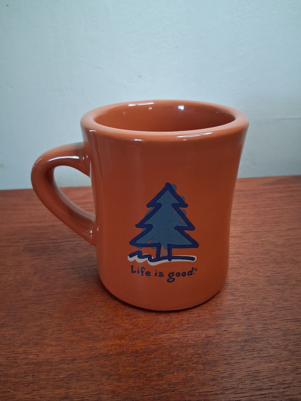 Life is Good Orange with Pine Tree Ceramic Mug
